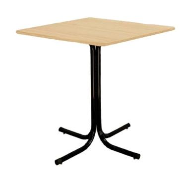 Imagem de Mesa de Jantar Quadrada 70cm Preta Tampo Madeira Pinus