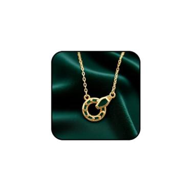 Imagem de sunglnl Colares grossos para mulheres, colar banhado a ouro 14 k vívido verde vívido pingente de esmalte círculo de cobra vintage ocidental joia presente, Large, Liga de aço, Sem Pedra Preciosa