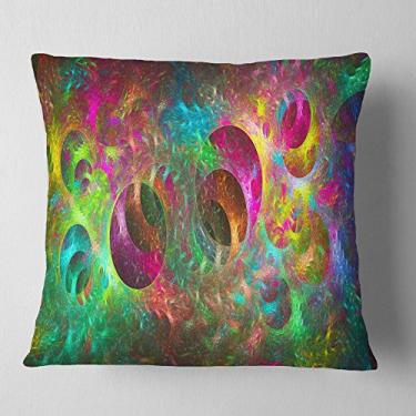 Imagem de Designart Manta abstrata com textura de vidro fractal multicolorida para sala de estar, sofá, enchimento de almofada + capa de almofada impressa em ambos os lados 45,72 x 45,72 cm