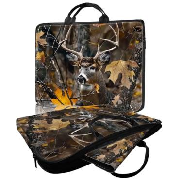 Imagem de ACWDMKH Bolsa para laptop, 14 15 e 15,6 polegadas, capa para computador com alça para mulheres e homens, estojo de transporte para MacBook, Dell, Lenovo, notebook, veado da floresta
