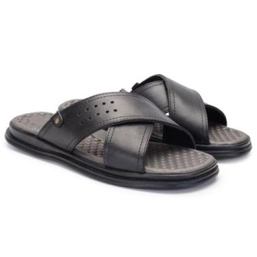 Imagem de Chinelo Masculino Antistress de Couro Sola de Borracha Leve do 37 ao 4