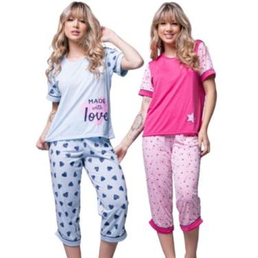 Imagem de KIT 2 Pijama Pescador Vekyo Bermuda e Blusa Curta Roupa de Dormir Linh