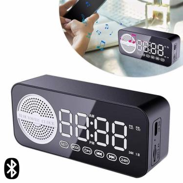 Imagem de Mini Caixa De Som Bluetooth Com Relógio Despertador Portátil