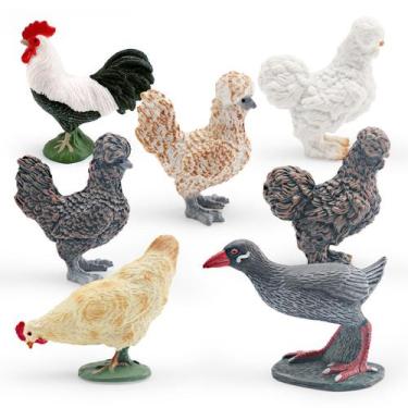 Imagem de Conjunto de bonecos de frango em miniatura de animais de fazenda, 7 un