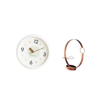 Imagem de Fenteer Relógio de Parede Moderno de Ferro com Suporte para Garrafas de Vinho E Números Grandes, Organizador Decorativo, Silencioso, Redondo, de Metal, para D