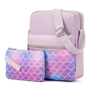 Imagem de WOOMADA 2 peças bolsa de lona bolsas transversais bolsa mensageiro bolsa transversal conjunto bolsa transversal, Escalas violeta