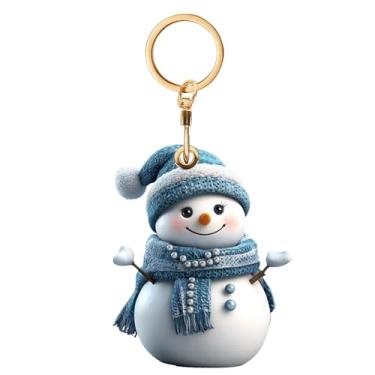 Imagem de Capa de chaveiro de couro de boneco de neve de inverno compatível com Air Tag, suporte de rastreadores resistente a arranhões com anel de chaveiro, pingente de bolsa fofa, capa de proteção para cartão