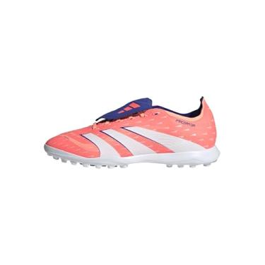 Imagem de adidas Tênis unissex League Fold-Over Tongue Turf, Coral sinal/branco/feixe laranja, 10 Women/9 Men
