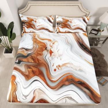 Imagem de jejeloiu Jogo de lençol solteiro de arte abstrata com 1 fronha, arte moderna, 40,6 cm, lençol com elástico alto, para decoração de quarto de meninos e meninas, respirável, macio e leve em microfibra