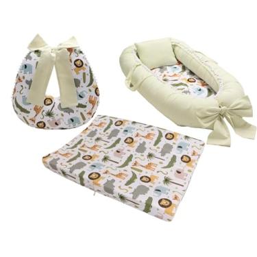 Imagem de Kit Berço 3 Peças, Ninho Redutor, Almofada de Amamentação, Trocador para Menino (Floresta)