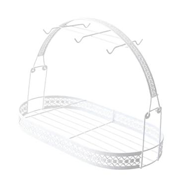 Imagem de IEUDNS Escorredor de garrafas organizador de cozinha presente escritório versátil para 6 xícaras acessórios, Oval Branco