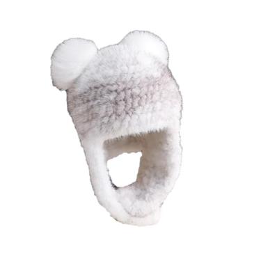 Imagem de Chapéu feminino de inverno fofo de pele para viagem ao ar livre chapéu quente grosso à prova de vento branco tamanho único