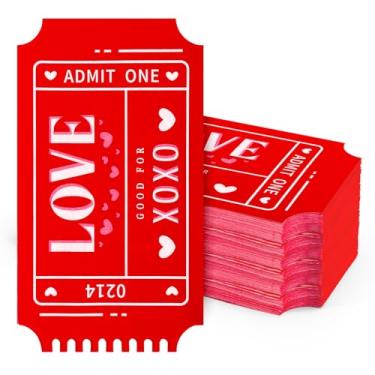 Imagem de FYSUIMU Guardanapos de papel para convidados do Dia dos Namorados Guardanapos de papel Red Ticket Love XO Toalhas de mão descartáveis para aniversário de casamento, mesa de jantar, suprimentos de
