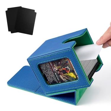 Imagem de Venssu MTG Deck Box for Commander Display,Card Deck Boxes Fits 100 Double Sleeved Cards, TCG Card Storage Box (Blue and Green, 1 window)