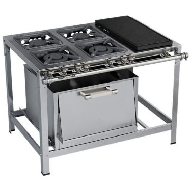 Imagem de Fogão Industrial Stori Premium 4 Bocas 30x30 Forno Com Chapa M22 Aço Inox 430 Metalmaq Fogão Baixa Pressão