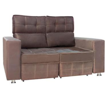 Imagem de Sofá Retrátil E Reclinável 2 Lugares Londres 1.60cm Com Molas Veludo Speciale Home Marrom Chocolate