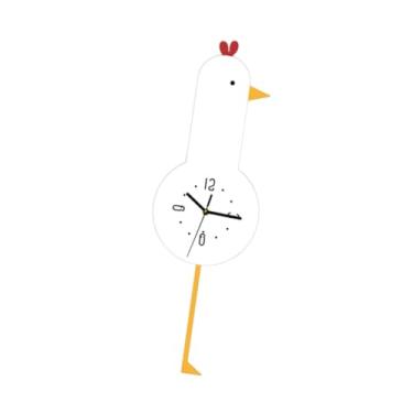 Imagem de IEUDNS Relógio de parede em forma de pintinho com pêndulo oscilante, decoração suspensa com movimento silencioso para estilo casa de campo, Cap