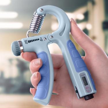 Imagem de Treinador de força de aperto de mão, treinador de antebraço de resistência ajustável para exercícios musculares e recuperação de lesões na mão (azul celeste)
