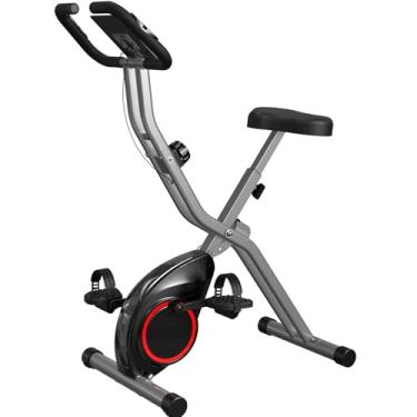 Imagem de Bicicleta ergométrica portátil para casa, bicicleta silenciosa leve para uso interno, bicicletas ergométricas dobráveis com resistência magnética ajustável de 16 níveis, capacidade de 118 kg, volante