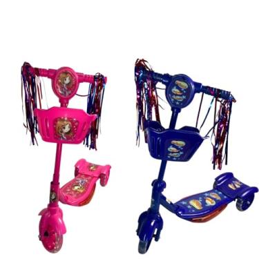 Imagem de Patinete 3 Rodas Infantil Dobrável com Som e Luz (Rosa)