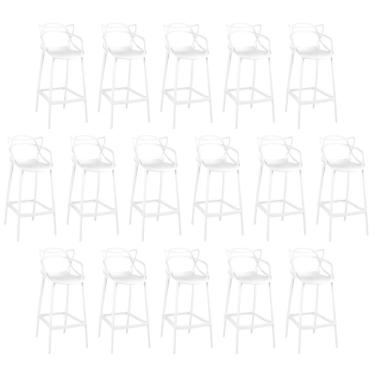 Imagem de Kit 16 Banquetas Allegra Com Encosto Design Cozinha/bancada - Branco