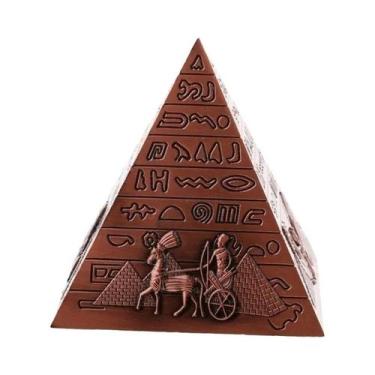 Imagem de Estátua egípcia ferro liga pirâmide, decoração desktop, estatueta pirâ