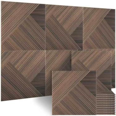 Imagem de BUBOS Painéis acústicos grandes, pacote com 6 painéis de parede à prova de som com impressão de padrão de madeira, tamanho total 70,8 x 47,2 polegadas painéis decorativos absorventes de som para