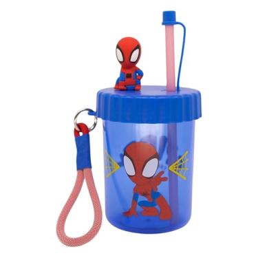 Imagem de Zonacriativa - Copo Canudo Flip Spider Man Marvel 500ml | Plástico bpa free, alça e aplique 3d | Ideal para hidratação infantil e lanche da escolinha
