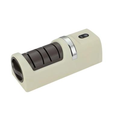Imagem de KUIDAMOS Afiador de Faca Elétrico Portátil Usb Recarregável Eficiente Grosso Rebolo Fino para Chef Cozinha Casa Acampamento Uso Base Antiderrapante (Bege)