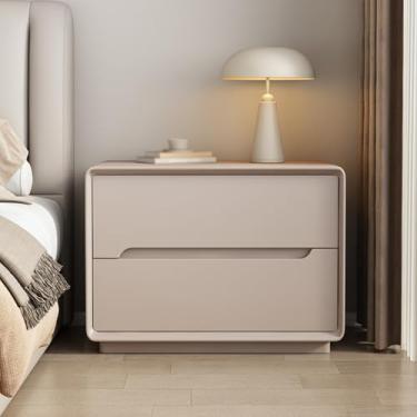 Imagem de Modern Wood Bedside Table, Double-drawer Storage Design, Floor-standing Cabinet Legs, Silent Drawer Slides, and Rounded Corners, Suitable for Bedrooms(Brown,35 * 40 * 50cm/14 * 16 * 20in)