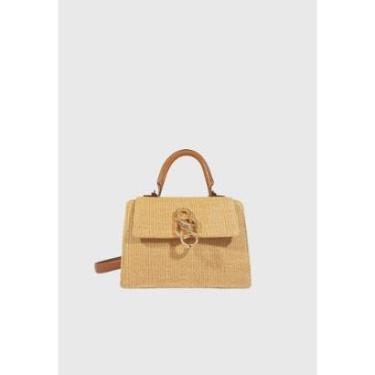 Imagem de Bolsa Satchel Ráfia Natural Marrom Schutz-Feminino