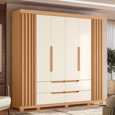 Imagem de Guarda Roupa Casal Ripado 6 Portas 4 Gavetas com Pés Doble Albatroz, F