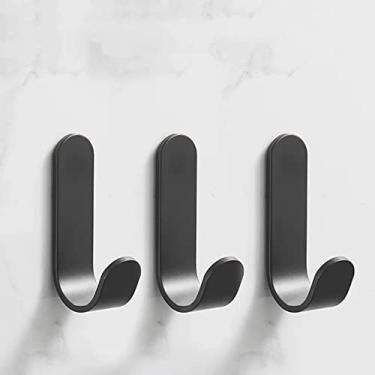 Imagem de Kit de ferragens de banheiro suporte de papel higiênico de alumínio preto cola sem pregos, acessórios de cozinha, toalheiro de gancho único, ganchos