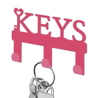 Imagem de DELORIGIN Ganchos para chaveiros de parede, mini ferro rosa, suporte de chave para parede, 3 ganchos, porta-chaves, pequenos cabides para chaveiros, bolsa, trela de cachorro, casa, sala de estar