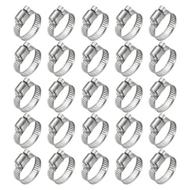 Imagem de Kozelo 25 braçadeiras de mangueira de aço inoxidável, ajustável de 5/20.3 cm a 2.5 cm (16-25 mm), kit sortido de braçadeira de mangueira de engrenagem sem-fim resistente, fixação de linha de