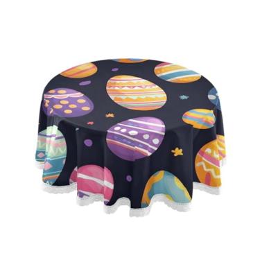 Imagem de Qilmy Toalha de mesa redonda de palmeira de treliça verde, 152 cm, resistente à água, à prova de derramamento, capa de mesa grande para jantar de reunião de família em ambientes internos e externos