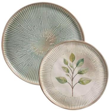 Imagem de Jogo de Pratos 8 Peças Raso Sobremesa Cerâmica Porto Brasil Bio Evergr