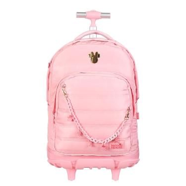 Imagem de Mala Escolar 17" Minnie Teen Triple Puffer Rosa Com Rodas 15060 - Xeryus