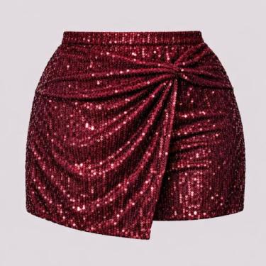 Imagem de Short Saia de Paete Brilhante Plus Size G1 ao G8 Cos Alto Luxo Elegant