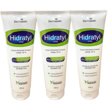 Imagem de CREME HIDRATANTE CORPORAL URÉIA 10% HIDRATYL 200gr DEMAZON KIT 3und