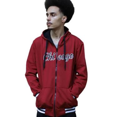 Imagem de Jaqueta Moletom Masculina M10 Dunk Chicago, Vermelho,  P
