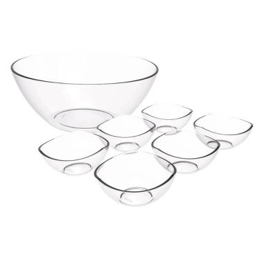 Imagem de Conjunto 6 Potes de Sobremesa 265ml Tigela Redonda 2,3L Plástico Transparente Doces Saladas