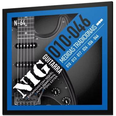 Imagem de Encordoamento NIG Guitarra 010/046 N64 Palheta e 1 mi Extra Cordas Níq