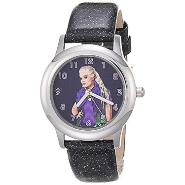 Imagem de Disney Relógio feminino de quartzo japonês de aço inoxidável com pulseira de couro, preto, 16 (modelo: WDS000971)