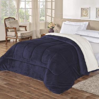 Imagem de Coberdrom King Noruega Sherpa + Manta Flannel 1Pç - Azul