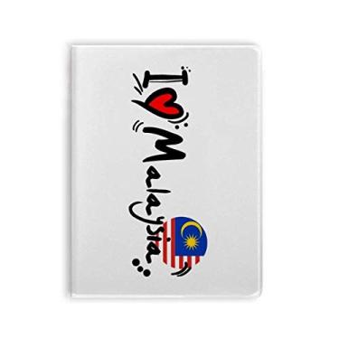 Imagem de Caderno de ilustração de coração I Love Malaysia Palavra Bandeira de Amor Goma Diário Capa macia Diário