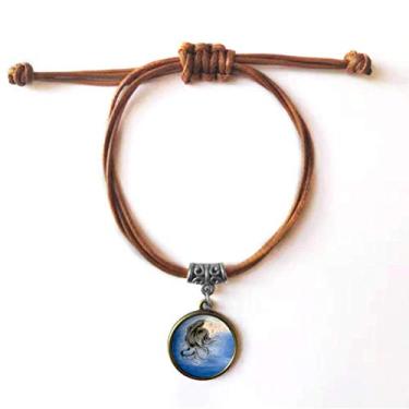 Imagem de DIYthinker Pulseira de couro Orquídea Fantasy Girl estilo chinês Aquarela pulseira de couro corda marrom joia presente