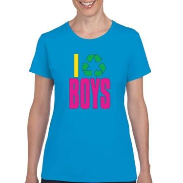 Imagem de I Recycle Camiseta masculina com estampa Puff Funny Dating App Humor Single Independent Heart Breaker Relationship Camiseta feminina, Azul claro, M
