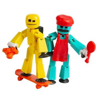 Imagem de Zing Stikbot Chef and Lifestyle Dual Action Pack - Includes 2 Stikbots and Lots of Cool Accessories in Eco Friendly Packaging (Pack B - Blue & Yellow)