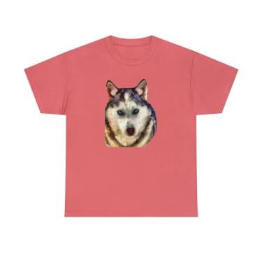 Imagem de Camiseta unissex Siberian Husky "Sacha" de algodão pesado, Seda coral, G